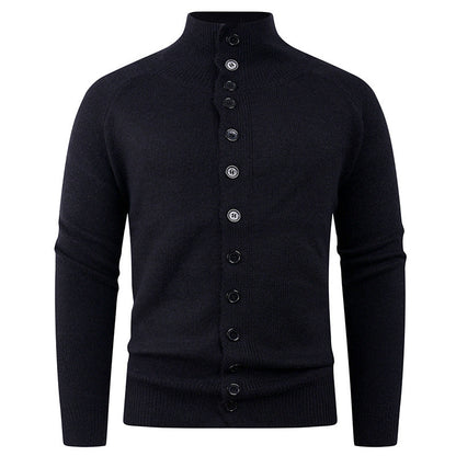 Herren Strickjacke Stehkragen Knopfverschluss Modern