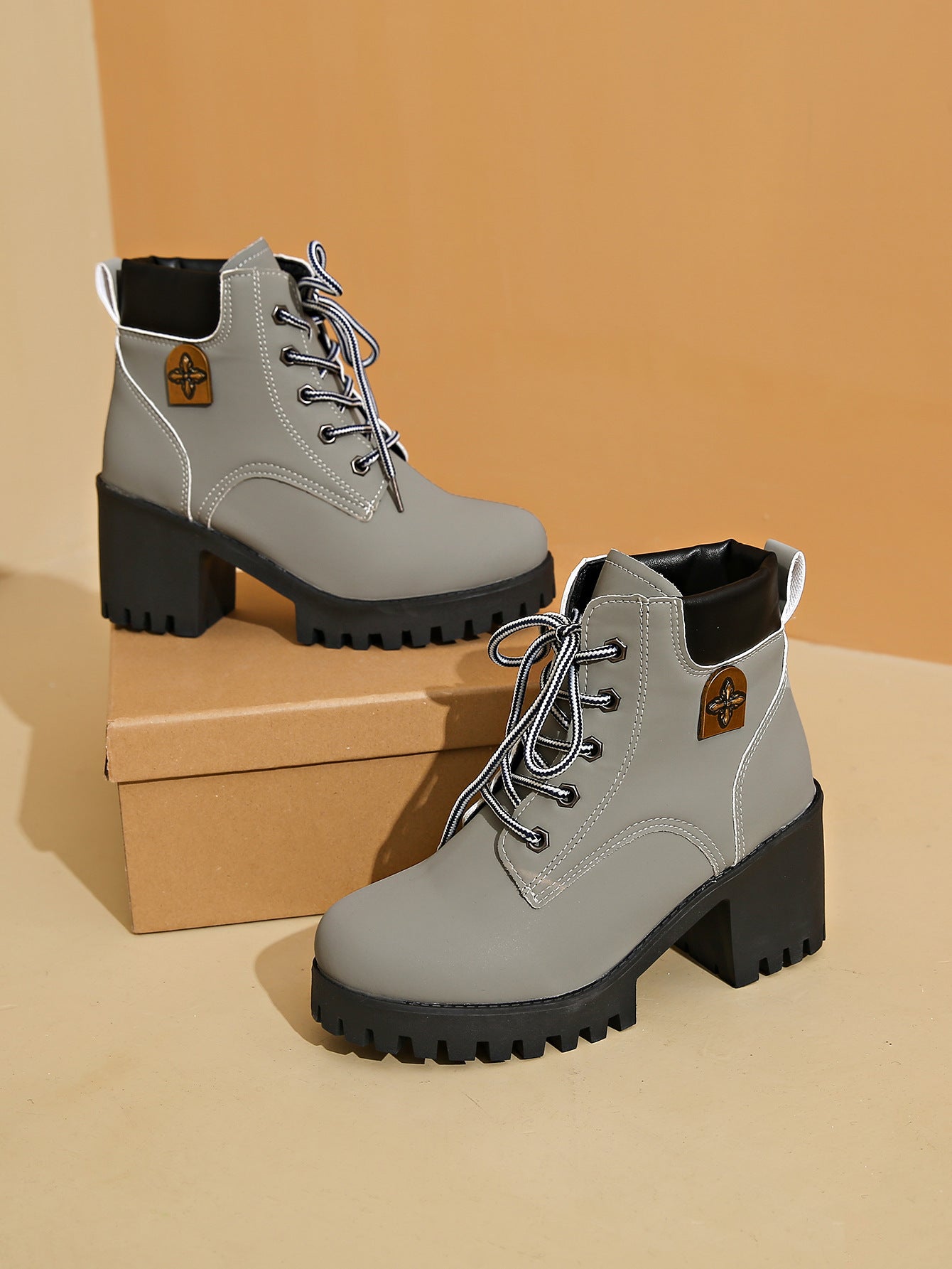 Damen Stiefel High Top Chunky Modisch Elegant