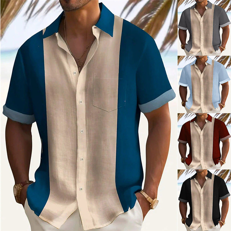 Herren Kurzarmhemd Farbblock Design Modern Berlin - BerlinGlamour