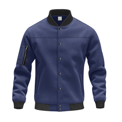 Herren Collegejacke Modern mit Taschen Grau Casual