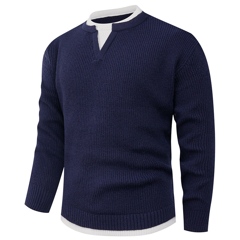 Herren Strickpullover V-Ausschnitt Feinripp Modern