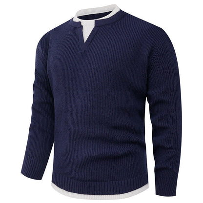 Herren Strickpullover V-Ausschnitt Feinripp Modern