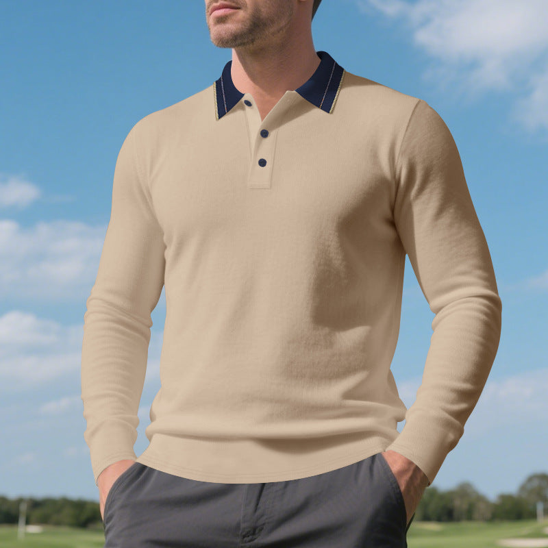 Herren Poloshirt Langarm Weich Baumwolle Berlin