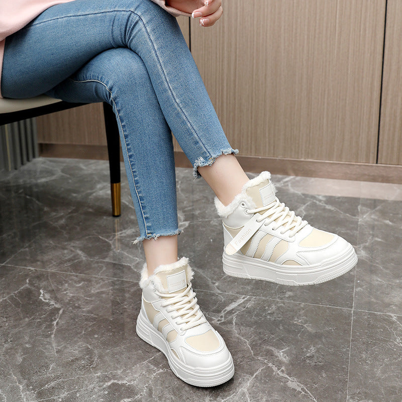 Damen Sneaker Hochflorige robustes Kunstleder bequem