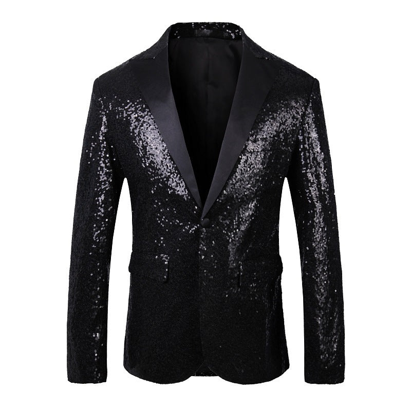 Herren Blazer Glänzend Pailletten Abendjacke Glamour