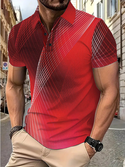 Herren Poloshirt Sportlich Geometrisches Design Atmungsaktiv