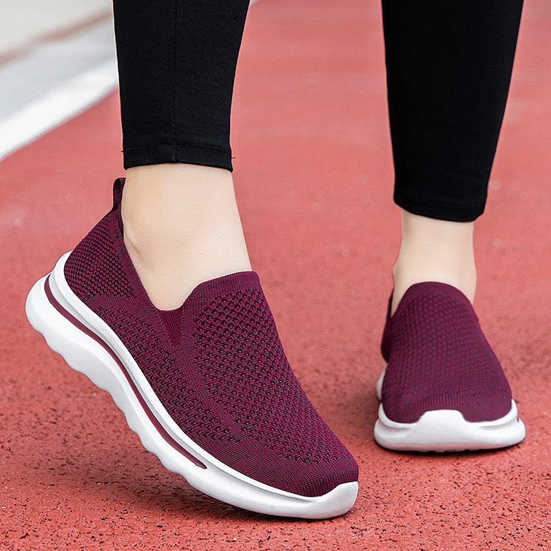 Damen Sneaker Bequem Atmungsaktiv Strick Oberteil Sportlich