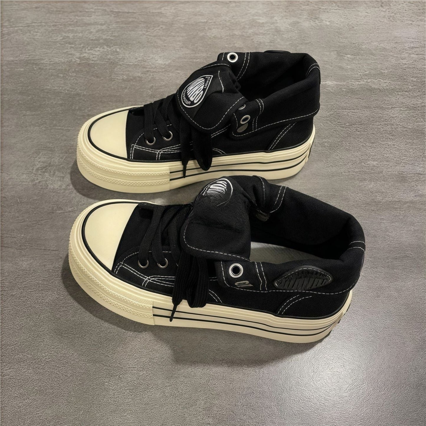 Damen Sneaker High-Top Urban Style Schnürsenkel Schwarz