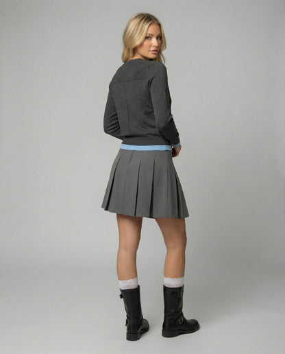 Kurzer Grauer Minirock High Waist A-Linie Damenrock