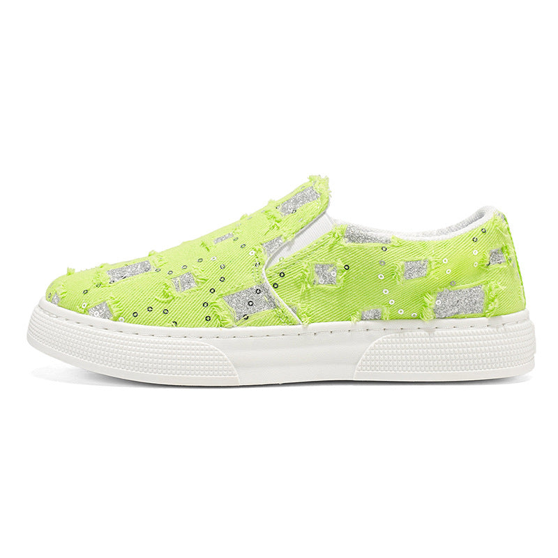 Damen Sneaker Glitzer Slip-On Schuhe Elegante Mode