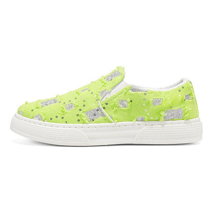 Damen Sneaker Glitzer Slip-On Schuhe Elegante Mode