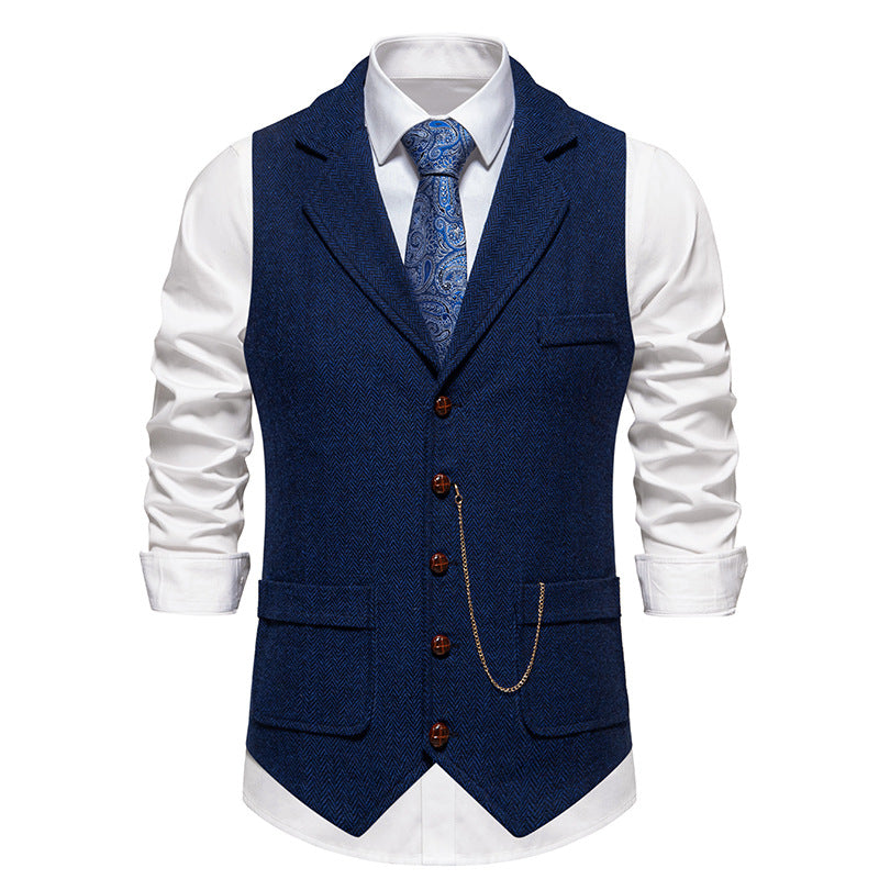 Herren Weste Hahnentrittmuster Elegant Schwarz