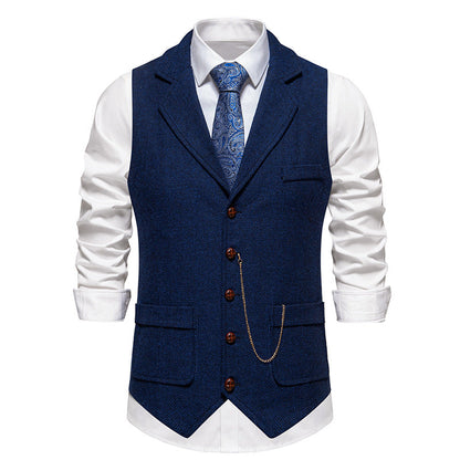 Herren Weste Hahnentrittmuster Elegant Schwarz