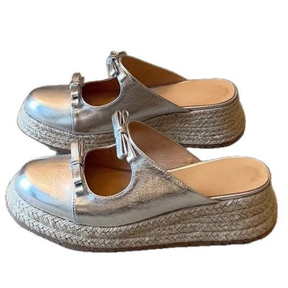 Damen Espadrilles Pantoletten mit Schleife Bequem Sommer