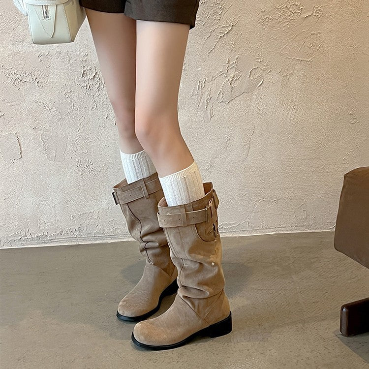 Damen Stiefel Mit Gummibund Komfort Blockabsatz Modern