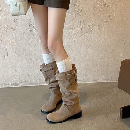Damen Winterstiefel Modisch Bequem Schnallen