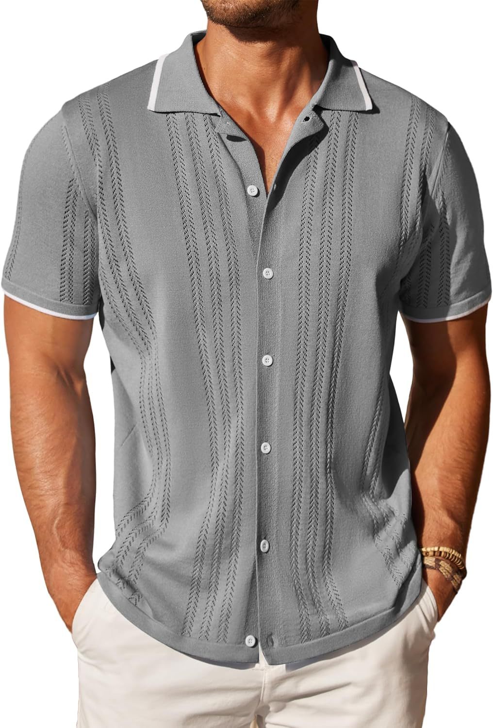 Herren Kurzarmhemd Elegantes Muster Berlin Style