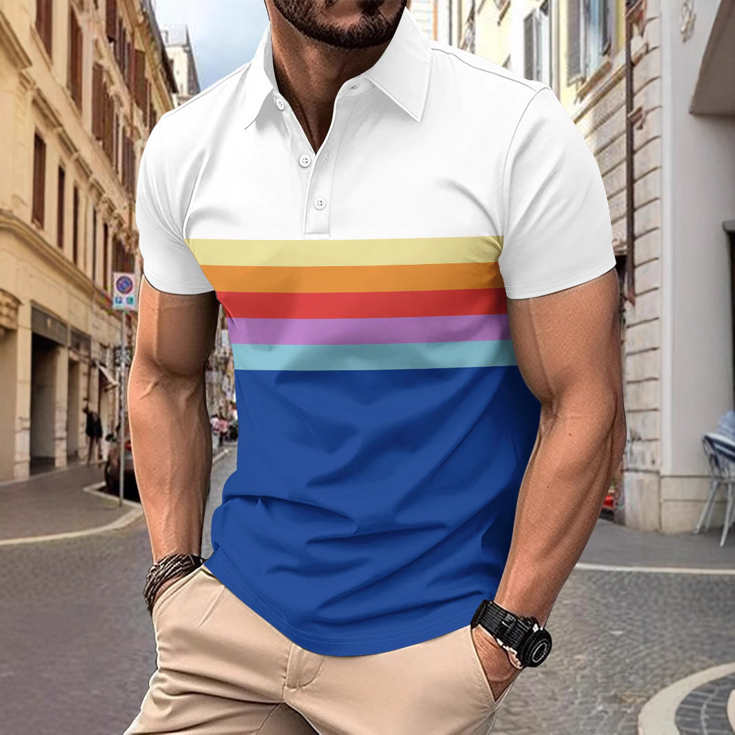 Herren Poloshirt Bunt Streifenmuster Modern - BerlinGlamour
