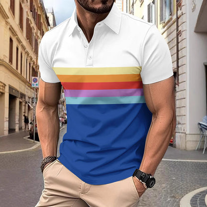 Herren Poloshirt Bunt Streifenmuster Modern - BerlinGlamour