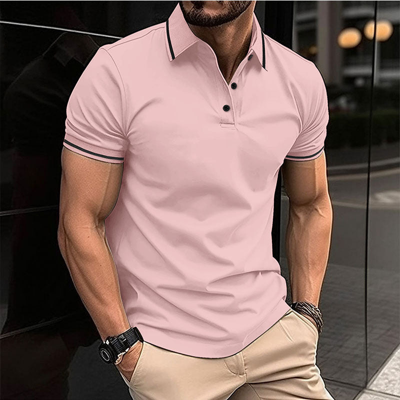 Herren Polohemd Sportlich Modern Kontrastkragen