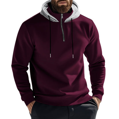 Herren Hoodie Sportlich Halbzip Kapuze Modern