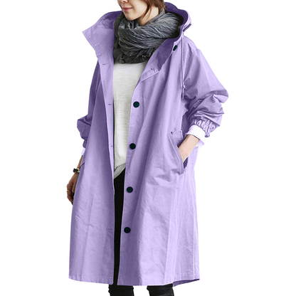 Damen Streetcoat Lang Mantel mit Knöpfen