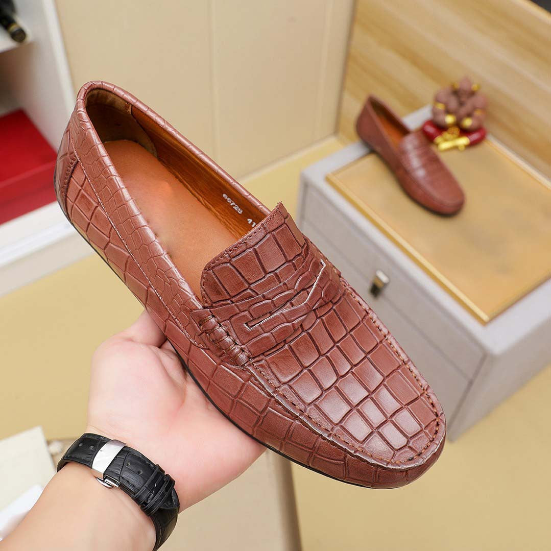 Herren Mokassin Krokodilleder Schwarz Elegant
