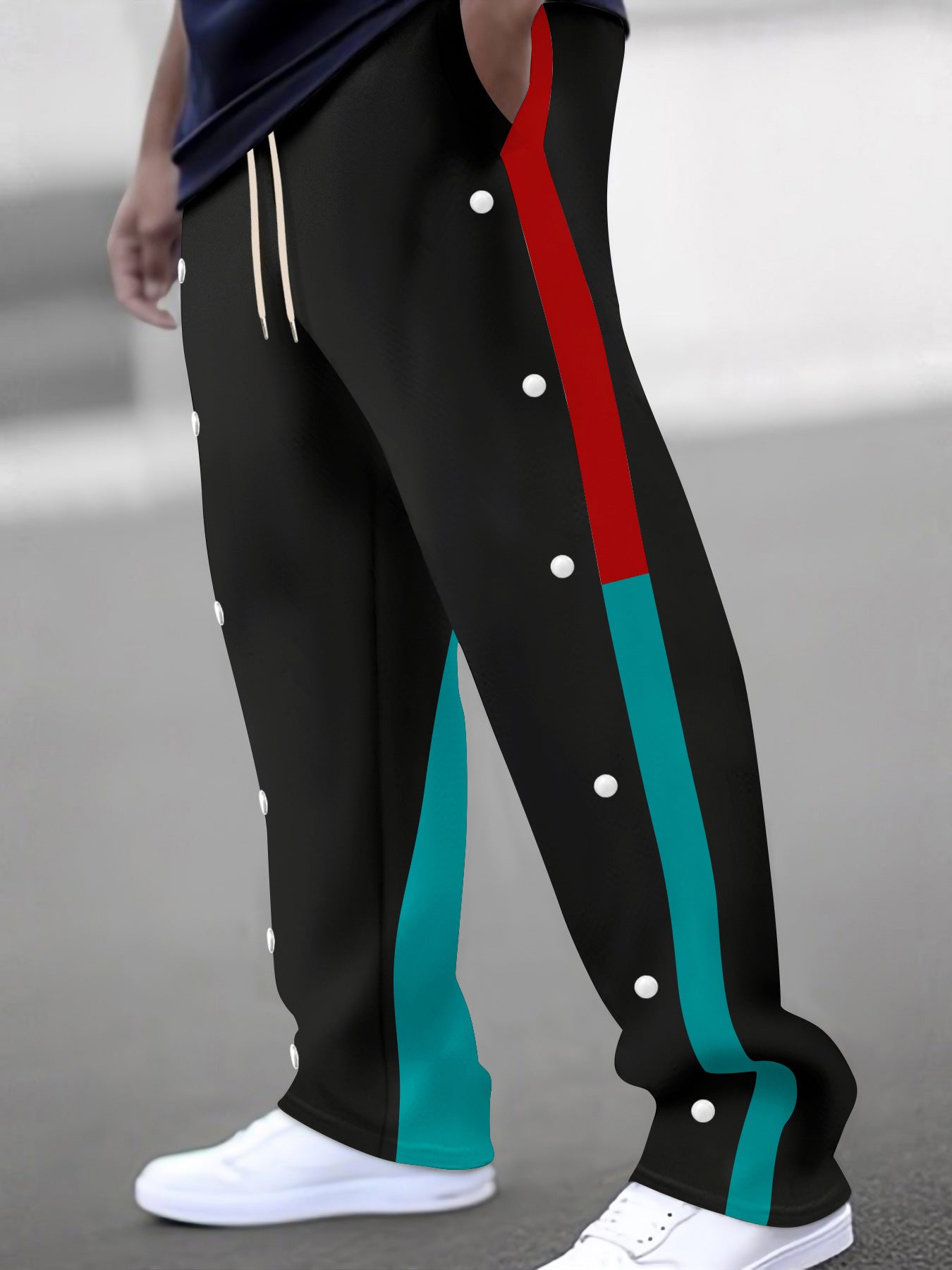 Herren Sportlhose Mit Druckknöpfen Side Pockets