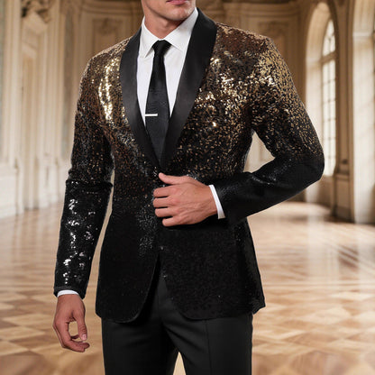 Eleganter Blazer Herren Pailletten Schwarz Modern