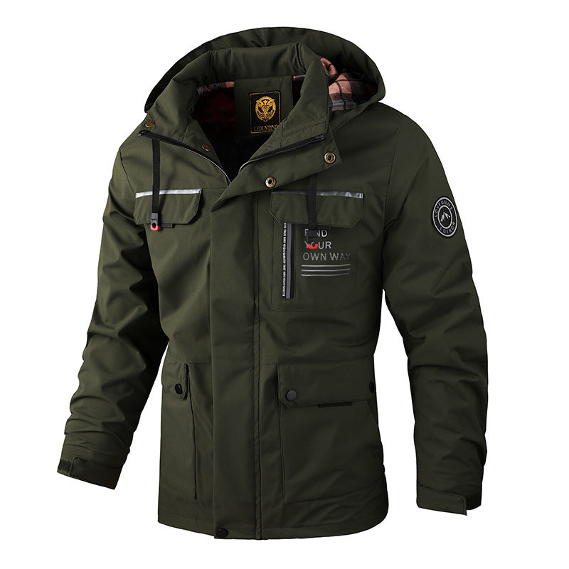 Wetterfeste Herrenjacke mit Kapuze und Taschen Waterproof
