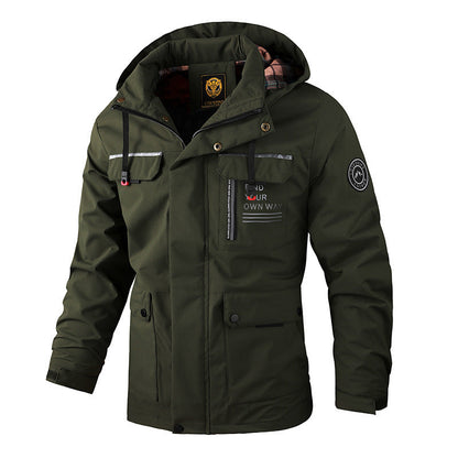 Wetterfeste Herrenjacke mit Kapuze und Taschen Waterproof
