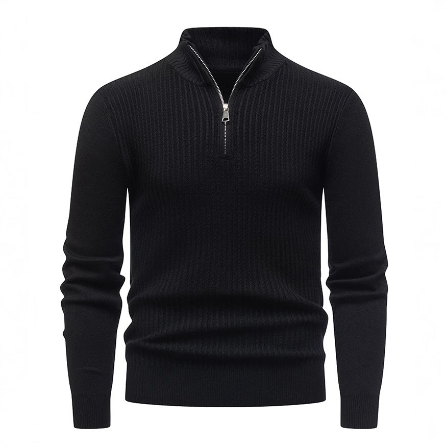Herren Strickpullover Stehkragen Modern Rippmuster