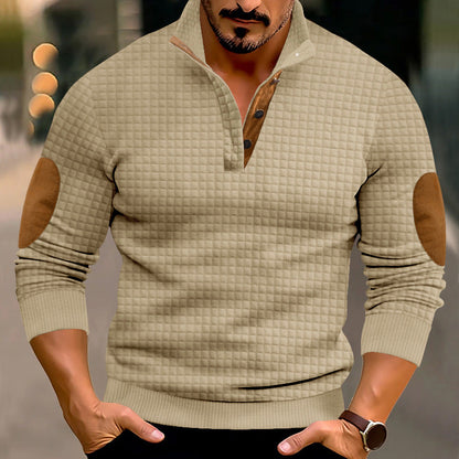 Herren Pullover Stehkragen Leder Details Modern Style
