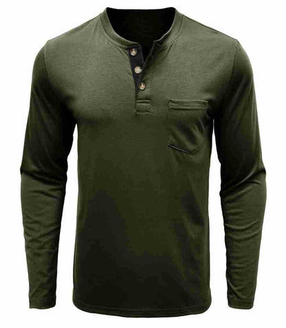 Herren Langarmshirt Mit Knöpfen Modern Sportlich