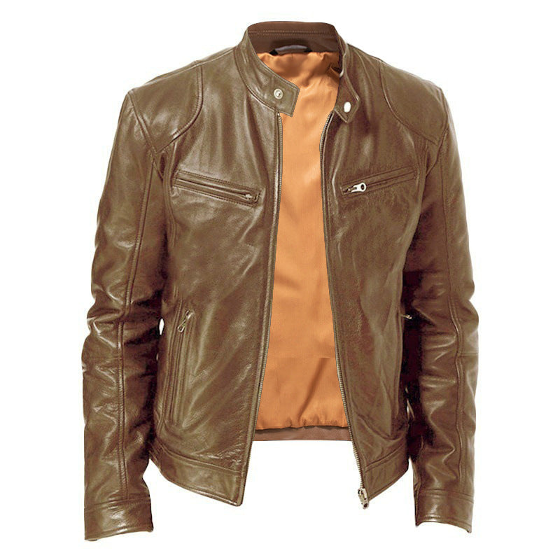 Lederjacke Herren Modern Biker Style Schwarz