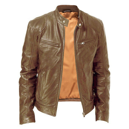 Lederjacke Herren Modern Biker Style Schwarz