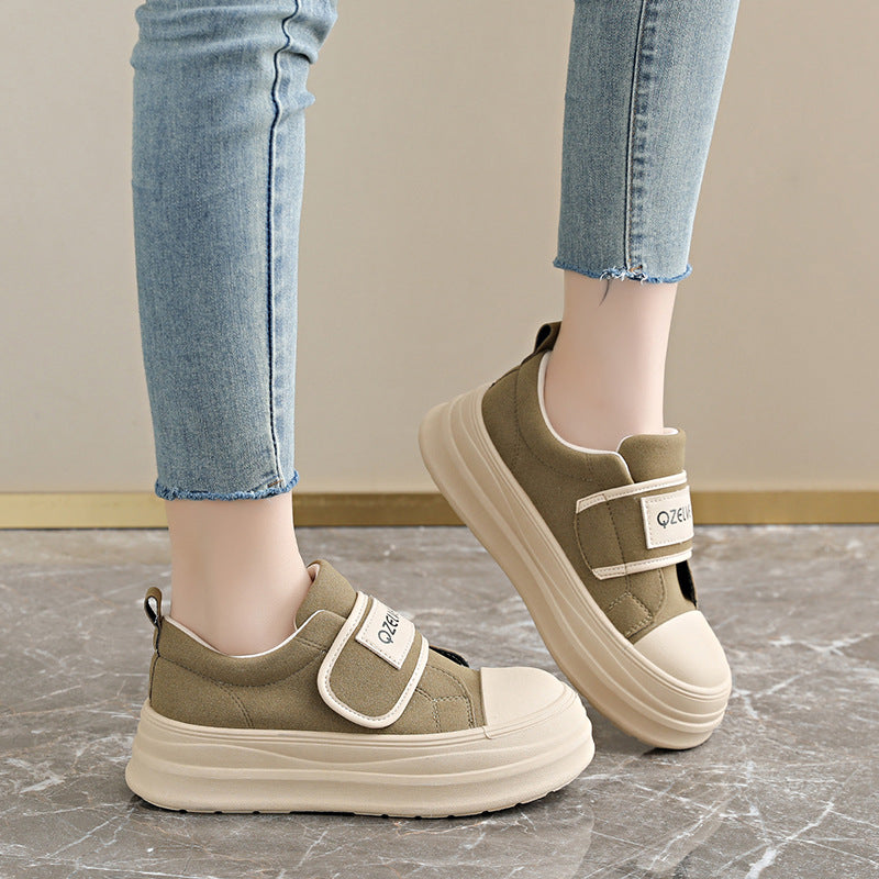 Damen Sneaker Slip-On bequem Klettverschluss Weich