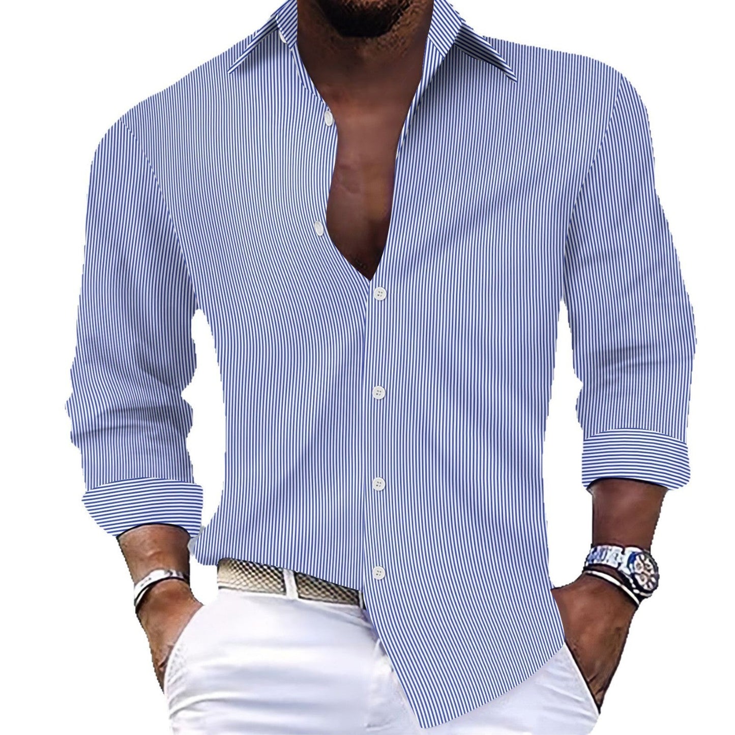 Elegantes Herren-Hemd Moderner Schnitt Gestreift