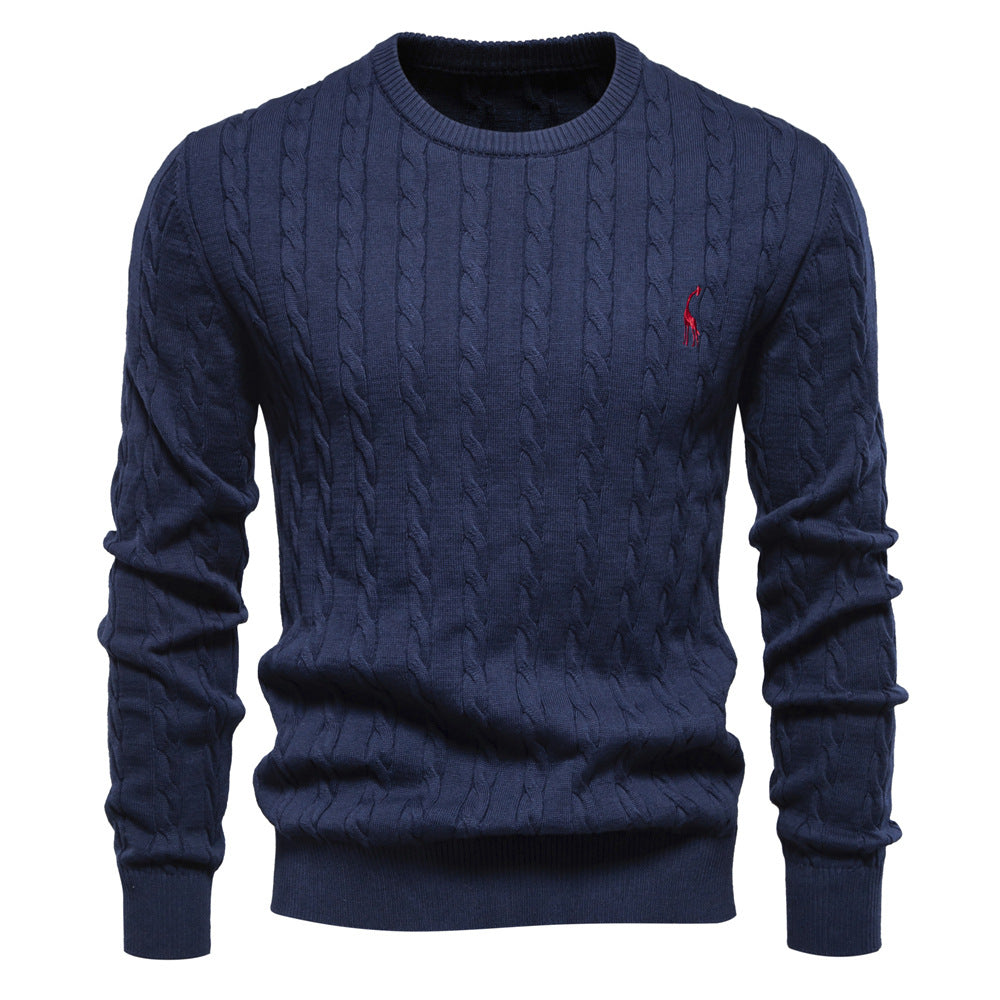 Herren Strickpullover Zopfmuster Rundhals Modern