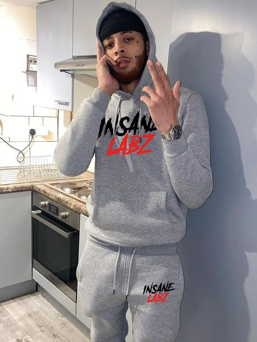 Herren Hoodie Jogginghose Set Sportlich mit Logo