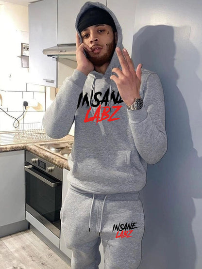 Herren Hoodie Jogginghose Set Sportlich mit Logo