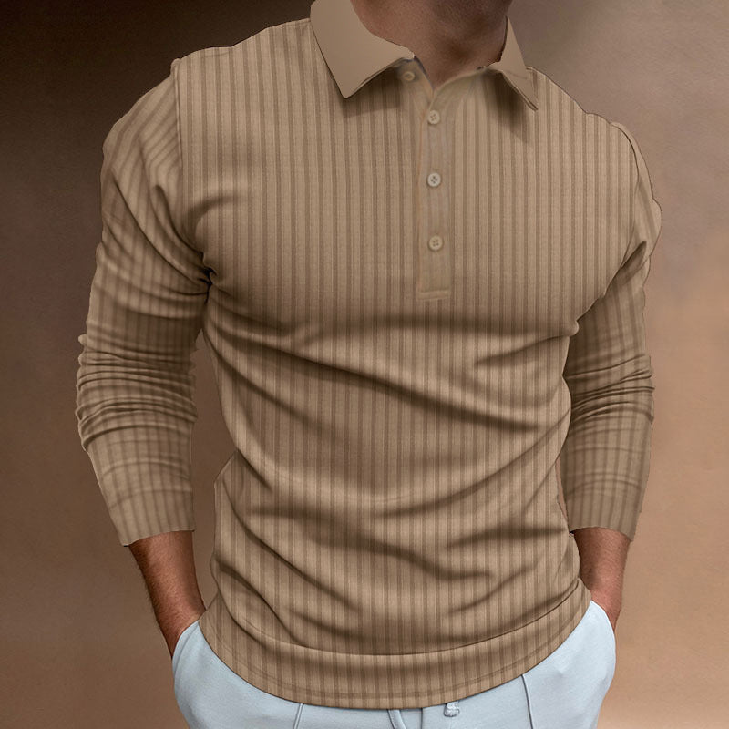 Herren Polo-Shirt Langarm Strukturiert Modern