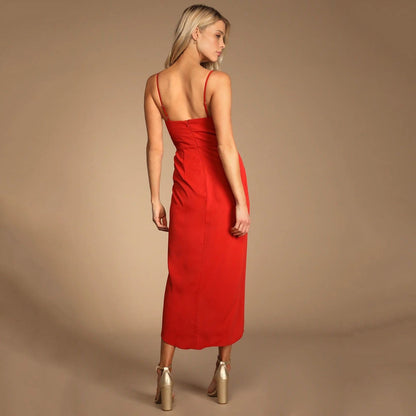 Damen Maxikleid Satin Wickelkleid Elegant