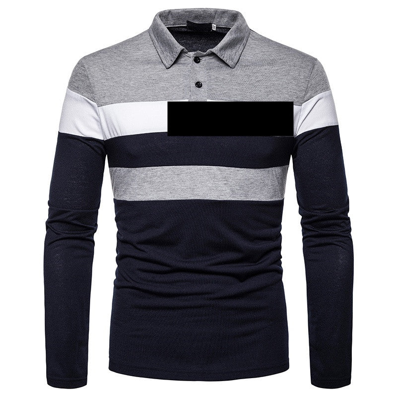 Herren Poloshirt Langarm Farbblock Design Modern