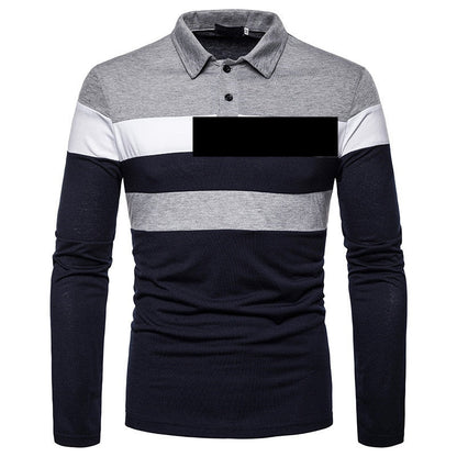 Herren Poloshirt Langarm Farbblock Design Modern