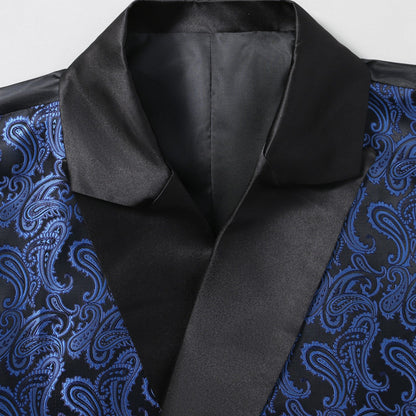 Herren Brokatweste Elegant mit Satin-Revers Schwarz Modern
