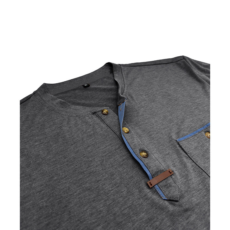 Herren Langarm-Shirt Elegantes Hemd mit Kontrast-Details Modern