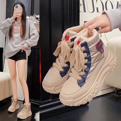 Damen Sneaker Winter Warm Hochgeschnürt