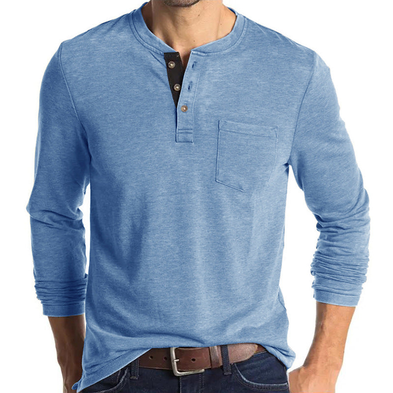 Herren Langarmshirt Modern Knopfdetails Elegant