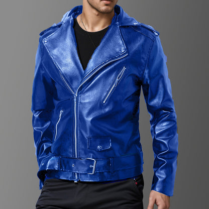 Leder Bikerjacke Herren Schwarz mit Taschen